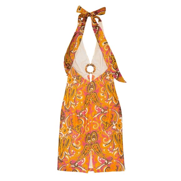NWT An Original Milly Of New York Orange Pink Paisley Halter Dress Size 2 $375 - Picture 3 of 16
